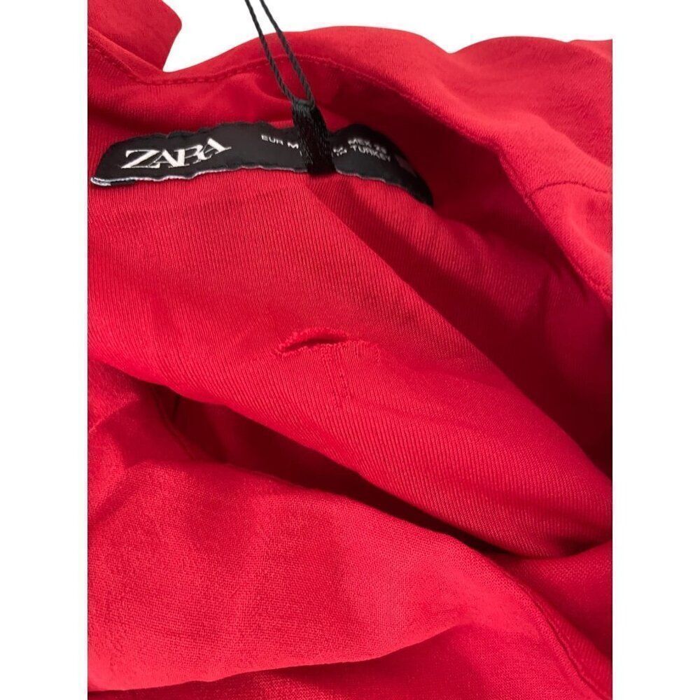 Zara Women Midi Dress M Red Sleeveless Cut Out Sexy Gold Ring 9878/166 NWT - Picture 8 of 12